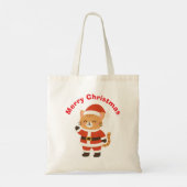 Schattige Kerstman Kat "Prettig Kerstfeest" Tote Bag (Achterkant)