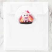 Schattige Kerstman Kat Ronde Sticker (Tas)