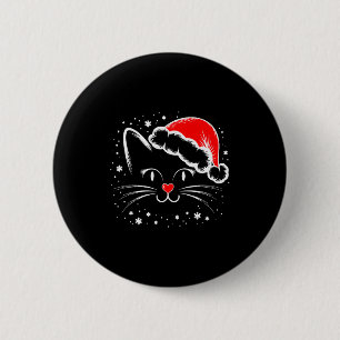 Schattige Kerstman Kattenliefhebber Kerstmannen Vr Ronde Button 5,7 Cm