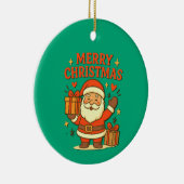 Schattige Kerstman Kerst Kunst – Prettig Kerstfee Keramisch Ornament (Rechts)