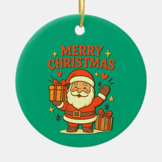 Schattige Kerstman Kerst Kunst – Prettig Kerstfee Keramisch Ornament (Voorkant)