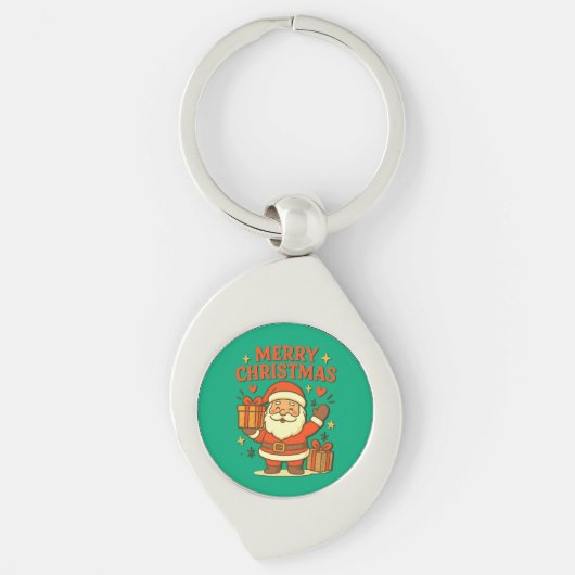 Schattige Kerstman kerst kunst – Prettig Kerstfee Sleutelhanger (Voorkant)