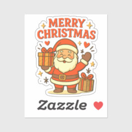 Schattige Kerstman Kerst Kunst –  Prettig Kerstfee Sticker