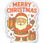 Schattige Kerstman Kerst Kunst – Prettig Kerstfee Sticker (Voorkant)