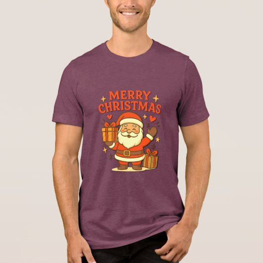 Schattige Kerstman Kerst Kunst – Prettig Kerstfee Tri-Blend Shirt (Voorkant)