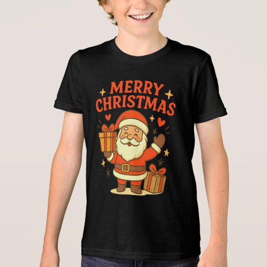 Schattige Kerstman Kerst Kunst – Prettig Kerstfee Tri-Blend Shirt (Voorkant)