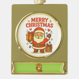 Schattige Kerstman Kerst Kunst –  Prettig Kerstfee Verguld Banner Ornament
