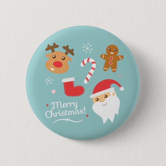 Schattige Kerstman Kersthert Gingerbread Knop Ronde Button 5,7 Cm (Voorkant)