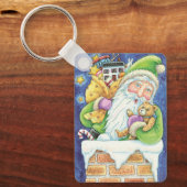 Schattige Kerstman, Kerstman in Schoorsteen met Sp Sleutelhanger (Voorkant)