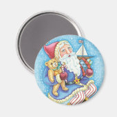 Schattige Kerstman, Kerstman op Sneeuwbal met Spee Magneet (Voorkant / Achterkant)