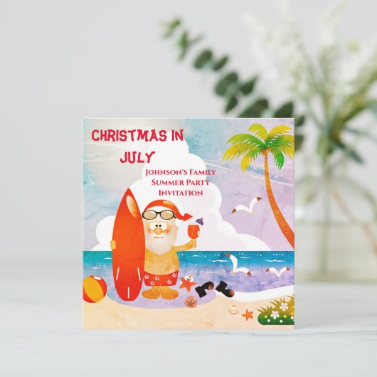 Schattige Kerstman Kerstmis in juli zomerfeest   Kaart (Staand voorkant)