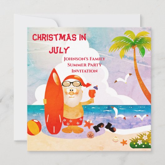 Schattige Kerstman Kerstmis in juli zomerfeest   Kaart (Voorkant)
