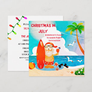Schattige Kerstman Kerstmis in juli zomerfeest   Kaart