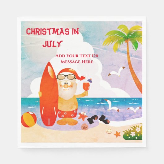 Schattige Kerstman Kerstmis in juli Zomerfeest Servet (Voorkant)
