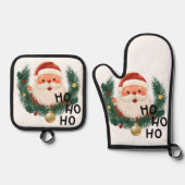 Schattige Kerstman Kerstmis Ovenwant & Pannenlap Set (Voorkant)