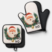Schattige Kerstman Kerstmis Ovenwant & Pannenlap Set (Voorkant / Achterkant)