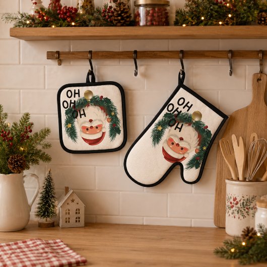 Schattige Kerstman Kerstmis Ovenwant & Pannenlap Set