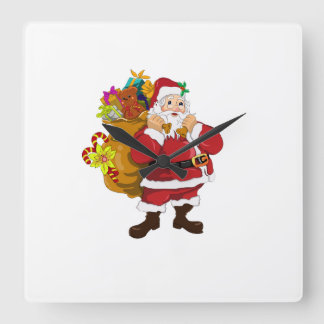 Schattige kerstman kerstmuurklok | 10,75" Acryl Vierkante Klok