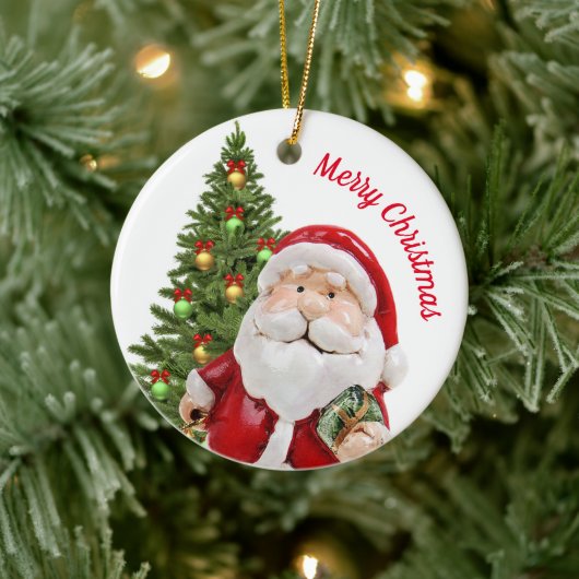 Schattige kerstman kerstornament keramisch ornament (Boom)