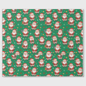 Schattige kerstman kerstpatroon cadeaupapier (Vlak)