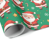 Schattige kerstman kerstpatroon cadeaupapier (Rol Hoek)