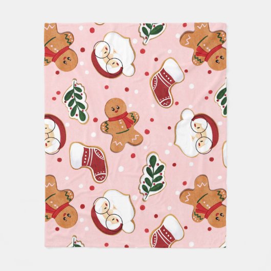 Schattige Kerstman & Kerstpatroonpapier Fleece Deken (Voorkant)