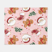 Schattige Kerstman & Kerstpatroonpapier Fleece Deken (Voorkant (Horizontaal))