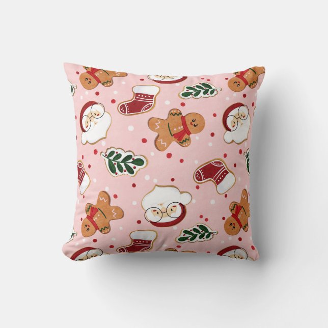Schattige Kerstman & Kerstpatroonpapier  Kussen (Voorkant)