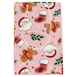 Schattige Kerstman & Kerstpatroonpapier Medium Cadeauzakje