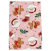 Schattige Kerstman & Kerstpatroonpapier Medium Cadeauzakje (Achterkant)