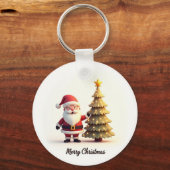 Schattige Kerstman Kerstsleutelhanger Sleutelhanger (Voorkant)