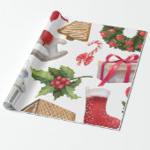 Schattige Kerstman Kerstsnoepjes Persoonlijk Cadeaupapier (Uitgerold)