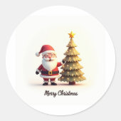 Schattige Kerstman Kerststicker Ronde Sticker (Voorkant)