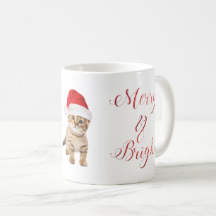 Schattige Kerstman Kitten Kat Merry & Bright Koffiemok