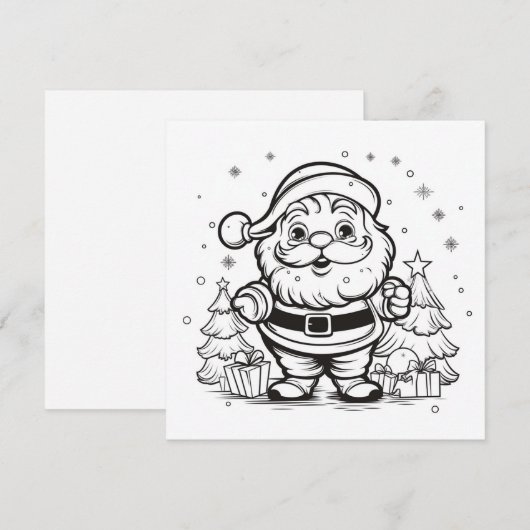 Schattige Kerstman Kleuren Kerst Kinder Craft Feestdagenkaart (Voorkant / Achterkant)