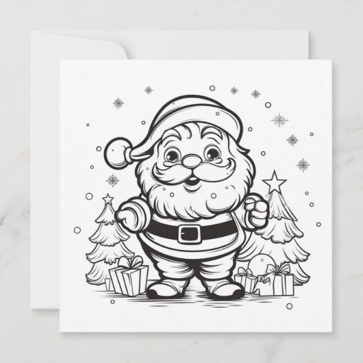 Schattige Kerstman Kleuren Kerst Kinder Craft Feestdagenkaart (Voorkant)