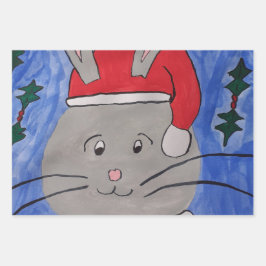 Schattige Kerstman Konijn Inpakpapier Vel