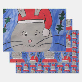 Schattige Kerstman Konijn Inpakpapier Vel