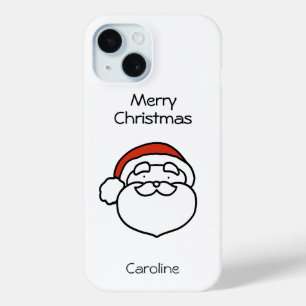 Schattige Kerstman Lijntekening met Rode Hoed iPhone 15 Case