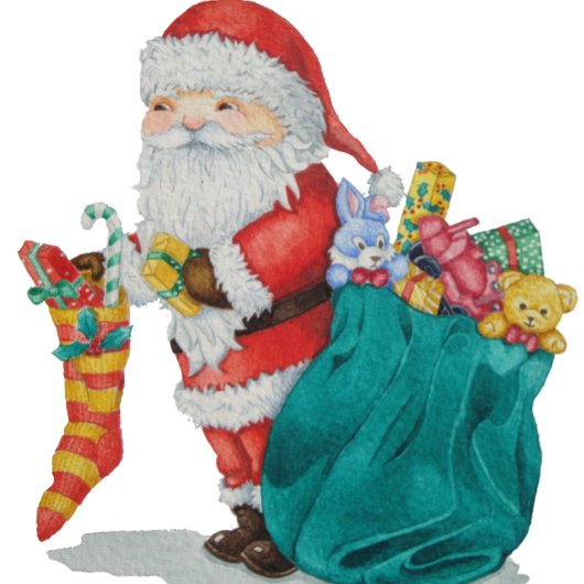 schattige kerstman met cadeaus en speelgoed in sac bedankdoosjes