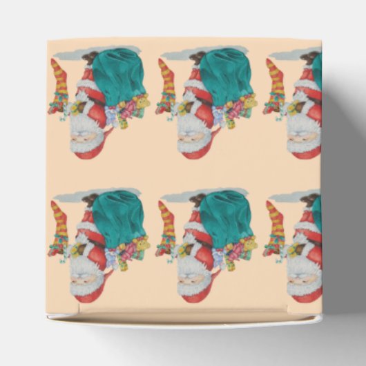 schattige kerstman met cadeaus en speelgoed in sac bedankdoosjes (Bovenkant)