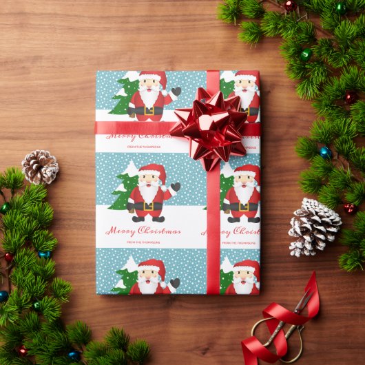 Schattige Kerstman met gepersonaliseerde tekst Ker Cadeaupapier (Feestdagen Geschenken)