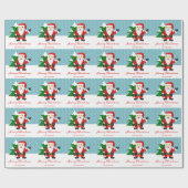 Schattige Kerstman met gepersonaliseerde tekst Ker Cadeaupapier (Vlak)