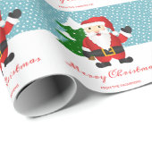 Schattige Kerstman met gepersonaliseerde tekst Ker Cadeaupapier (Rol Hoek)
