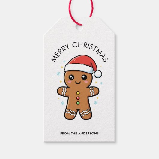 Schattige kerstman met kerstmuts Kerstmis Cadeaulabel (Voorkant)
