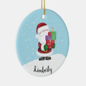 Schattige Kerstman met naam Keramisch Ornament (Rechts)