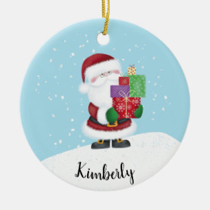 Schattige Kerstman met naam Keramisch Ornament