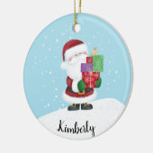 Schattige Kerstman met naam Keramisch Ornament (Links)