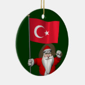 Schattige kerstman met vlag van Turkije Keramisch Ornament (Rechts)