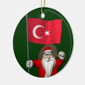 Schattige kerstman met vlag van Turkije Keramisch Ornament (Links)